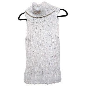BB Dakota Tenbrook Cable Knit White Sleeveless Cowl Sweater M